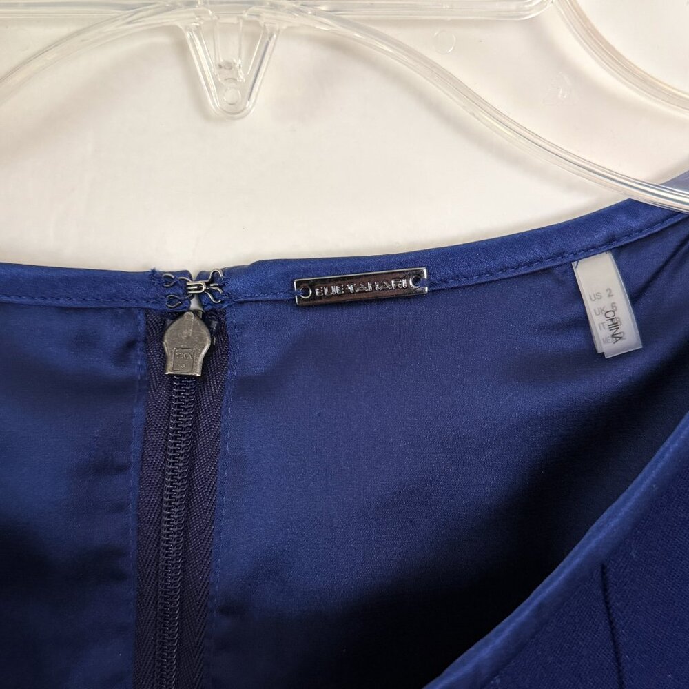 elie tahari // long sleeve wool mid-length blue dress 2 - Picture 2 of 7